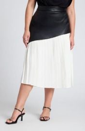 Eloquii Mixed Media Pleated Skirt at Nordstrom