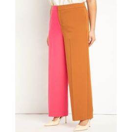 Eloquii Plus Size Colorblock Pant in leather brown rasp at Walmart