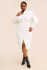 Eloquii White Denim Midi Dress at Anthropologie