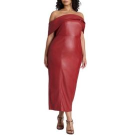 Eloquii Womenx27s Plus Size Fold Over Faux Leather Midi Dress - 22 Maroon Banner Target at Target