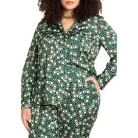 Eloquii Womenx27s Plus Size Long Line Printed Button Down Target at Target