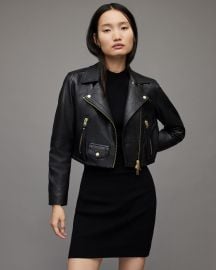 Elora Cropped Leather Biker Jacket Black ALLSAINTS US at All Saints