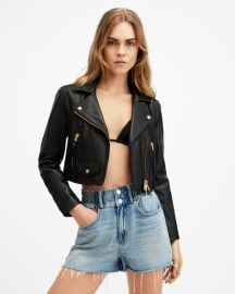 Elora Cropped Leather Biker Jacket Black ALLSAINTS US at All Saints