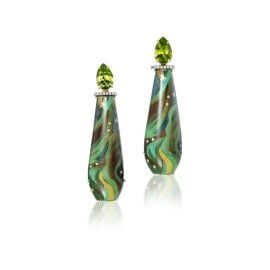 Elphaba39s Sky Teardrop Marquetry Earrings at Muse