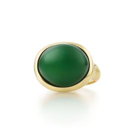 Elsa Peretti Cabochon ring in 18k gold with green jade 15 mm wide Tiffany Co at Tiffany