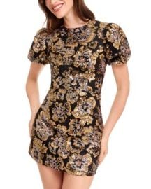 Elsie Sequin Floral Puff Sleeve Dress at Bloomingdales