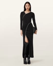 Elsie Zipper Maxi Dress Black | ALLSAINTS US at All Saints