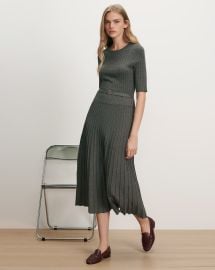 Elthea Belted A-Line Midi Dress in Charcoal Heather Grey | Veronica Beard at Veronica Beard
