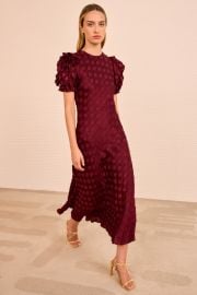 Elvia Ruffle Sleeve Midi Dress - Claret - Ulla Johnson at Ulla Johnson