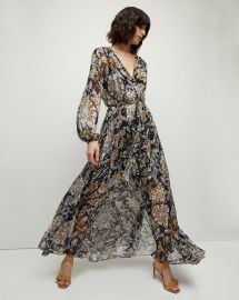 Elvita Brushstroke V-Neck Paisley Maxi Dress at Veronica Beard