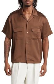 Elwood Short Sleeve Satin Button Up Bowling Shirt at Nordstrom