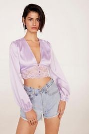 Em Rata Lace Meet Up Cropped Satin Top at Nasty Gal