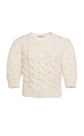 Embellished Alpaca-Blend Cable-Knit Cropped Sweater at Moda Operandi