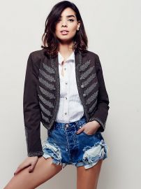 Embellished Band Jacket in Officer Green at Free People