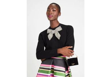 Embellished Bow Neck Cardigan Kate Spade New York at Kate Spade