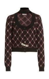 Embellished Cutout Plaid Wool Cropped Cardigan by Miu Miu at Moda Operandi