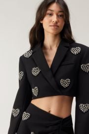 Embellished Diamante Heart Cropped Blazer at Nasty Gal