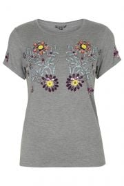 Embellished Flower Tee at Topshop