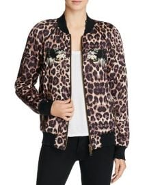 Embellished Leopard Silk Bomber Jacket by Pam & Gela at Bloomingdales