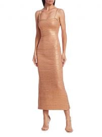 Embellished Metallic Midi Dress by Herve Leger at Saks Fifth Avenue