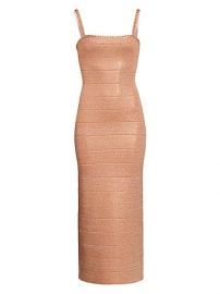 Embellished Metallic Midi Dress by Herve Leger at Saks Off 5th