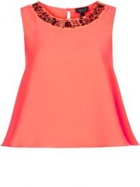 Embellished Neck Swing Tank at Topshop