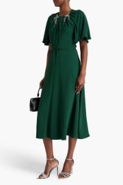 Embellished Pleated Crepe Midi Dress at The Outnet
