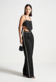 Embellished Tailored Trousers - Black Manire De Voir USA at Manière De Voir