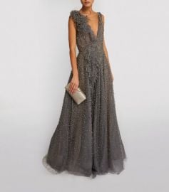 Embellished V Neck Gown by Marchesa at Harrods