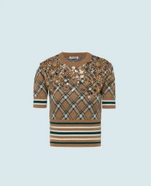 Embellished Wood Sweater by Miu Miu at Miu Miu