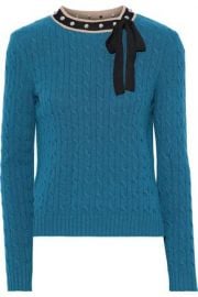 Embellished cable-knit wool sweater by RED Valentino at The Outnet