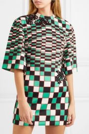 Embellished checked stretch-scuba mini dress at Net A Porter