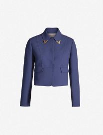 Embellished cropped wool-crepe jacket at Selfridges