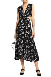 Embellished cutout floral-print crepe midi dress at The Outnet