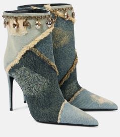 Embellished denim ankle boots in blue - Dolce Gabbana at Mytheresa