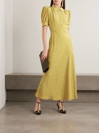 Embellished floral-print silk crepe de chine midi dress at Net a Porter