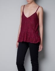 Embellished lace top at Zara