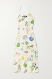 Embellished printed silk midi dress at Net a Porter