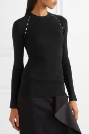 Embellished ribbed-knit sweater by Mugler at Net A Porter