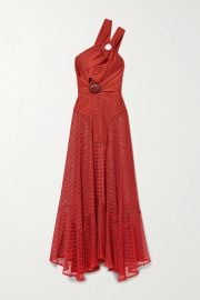 Embellished satin-jersey and crochet-knit maxi dress at Net a Porter