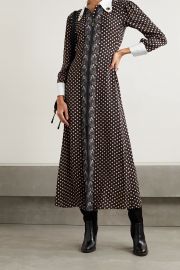 Embellished silk-trimmed printed crepe maxi dress at Net A Porter