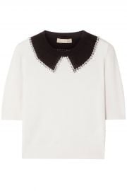 Embellished two-tone cashmere sweater at The Outnet