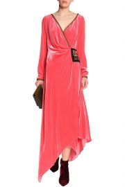 Embellished velvet wrap midi dress at The Outnet