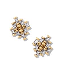 Ember Vintage Gold Crystal Stud Earrings in White Crystal Kendra Scott at Kendra Scott