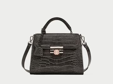 Embossed City Bag With Fastening Detail at Zara