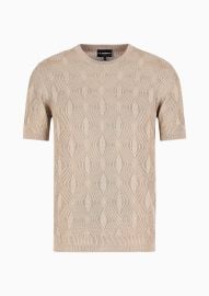 Embossed textured Lyocell-blend jumper with an op-art motif EMPORIO ARMANI Man at Armani