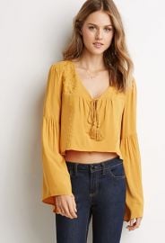 Embroidered Bell-Sleeve Peasant Top  Forever 21 - 2049258857 at Forever 21