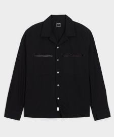Embroidered Camp Collar Shirt in Black Embroidery at Todd Snyder