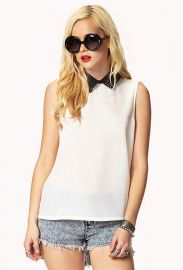 Embroidered Collar Top at Forever 21