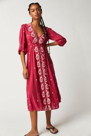 Embroidered Fable Midi Dress at Free People